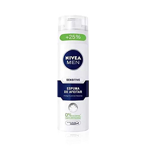 NIVEA MEN Sensitive - Schiuma da barba, schiuma idratante per la cura della pelle sensibile, schiuma da barba con Tecnologia Ultra Glide (1 x 250 ml)